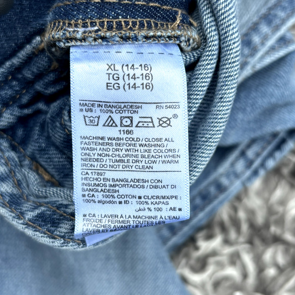 Old Navy Slouchy Straight Non Stretch Denim Jean Overalls Cotton Girls XL 14-16 - Picture 13 of 15